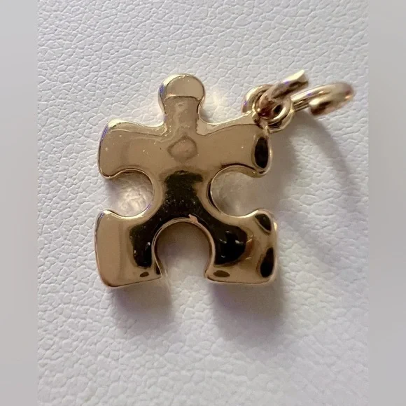 GOLD AUTISM PUZZLE PIECE CHARM - Picture 1 of 4